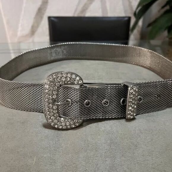 VTG Mesh Crystal Rhinestone Stainless Steel Belt, Chic Boho Bling Fits 30” To 35 main image 5